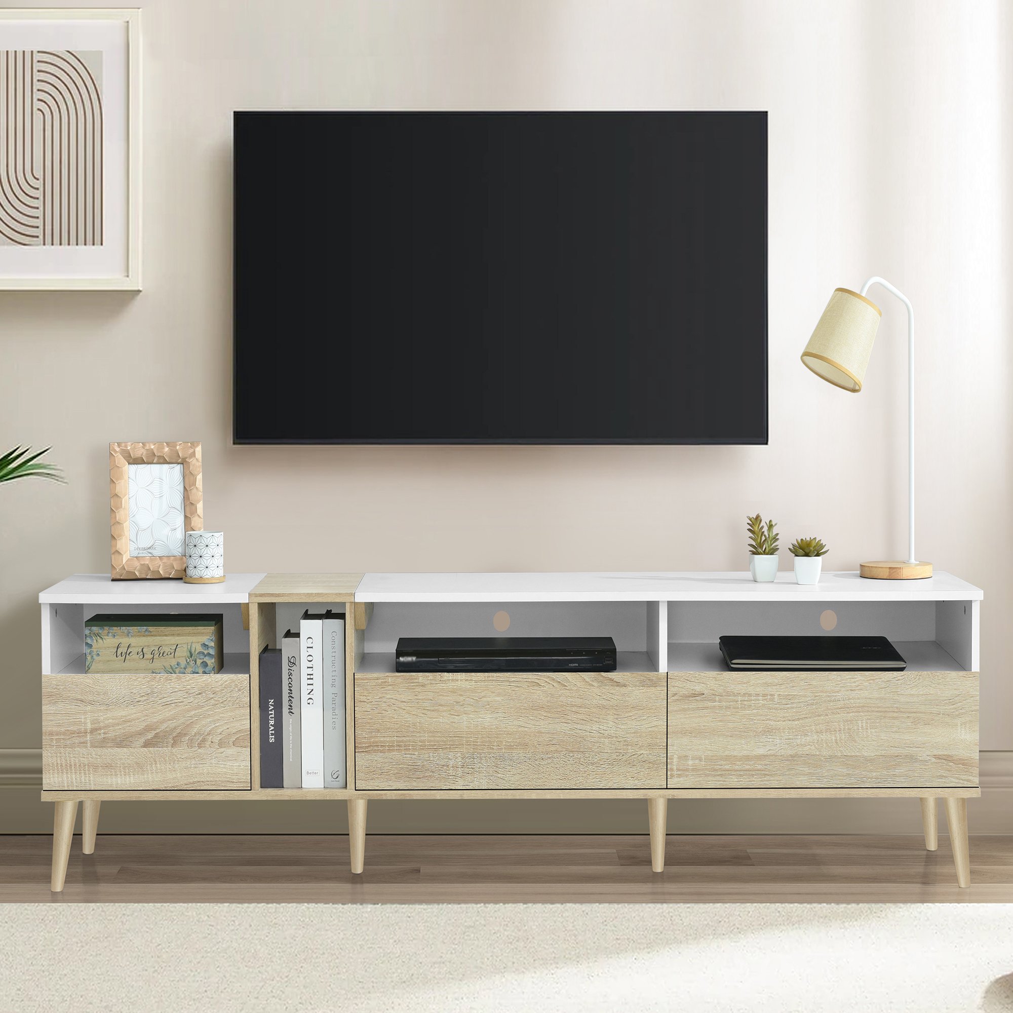 Modern TV With 3 Drawers And Open Shelves, Media Console Table For TVs ...