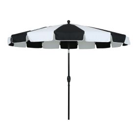 Premium 9' BW Market Umbrella, Fiberglass Ribs, Crank Lift, 3-Angle Tilt