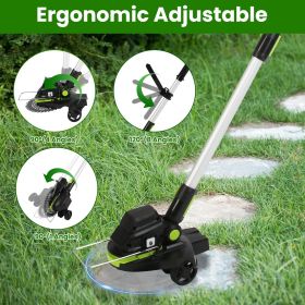 21V Electric Weed Edger Cordless String Trimmer Grass Mower Eater Bush Cutter with 16800RPM 2x 3000mAh Batteries 3.6-4.6FT Length 90° Rotatable A