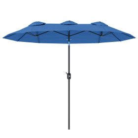 Double-sided Patio Umbrella, 9.5 Outdoor Umbrella With Push Button Tilt And Crank, 3 Air Vents And 12 Ribs, Navy Blue (Option: Navy blue)