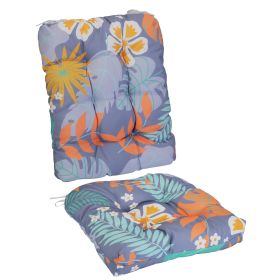 2Pcs Waterproof Rocking Chair Cushion Upper And Lower Back And Seat Sets With Non-Slip Ties Oxford Cloth Surface Polyester Filling Comfortable Fo (Option: GreyOrangeLeaf)