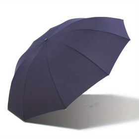 Outdoor Travel Large Folding Manual Umbrella, Rain Or Shine Dual-use Umbrella (Color: dark blue, material: All steel)