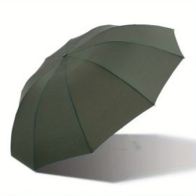 Outdoor Travel Large Folding Manual Umbrella, Rain Or Shine Dual-use Umbrella (Color: Blackish Green, material: All steel)